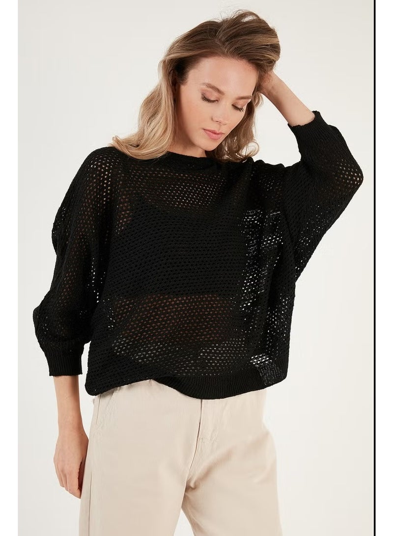 Lela Openwork Bat Sleeve Boat Neck Sweater Women's Sweater 6071571 - Image 2